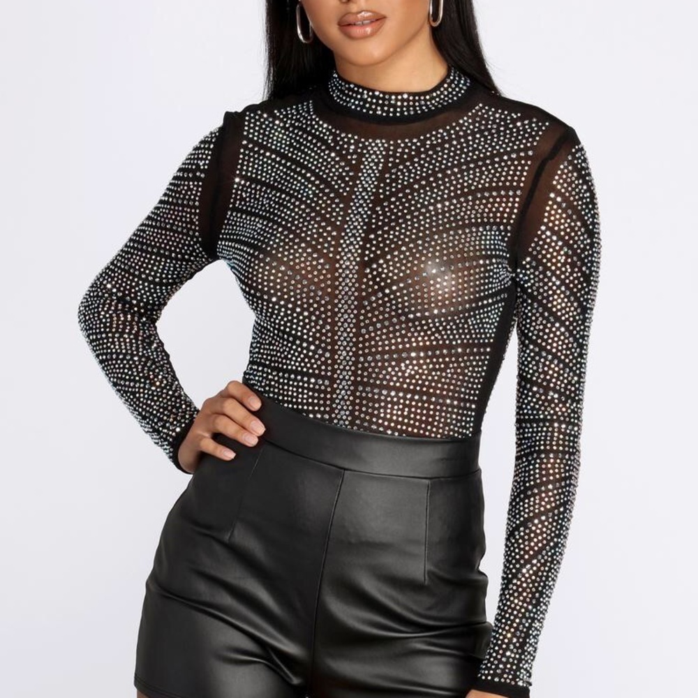 Sheer Rhinestone Bodysuit - Picture 3 of 6